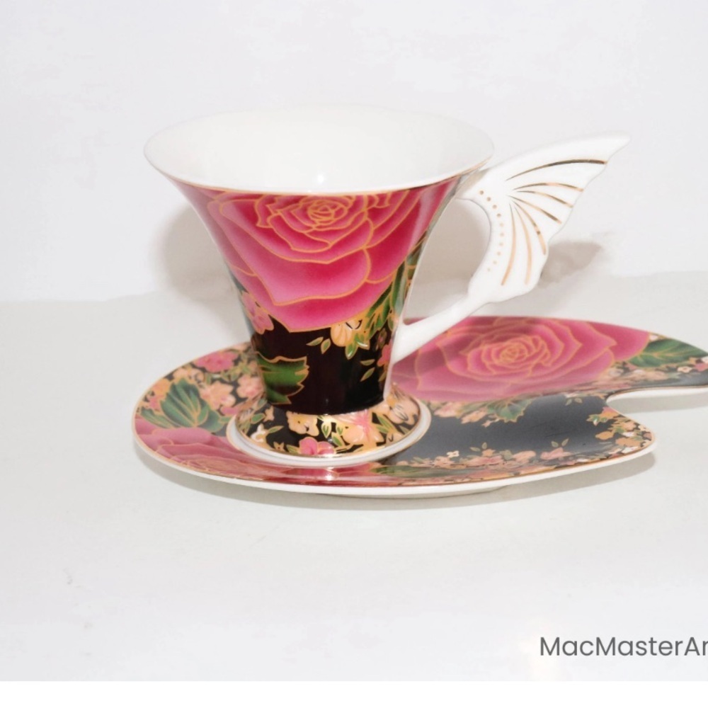 Vintage Royal Alfreda Art Deco Butterfly Handled Cup and Saucer